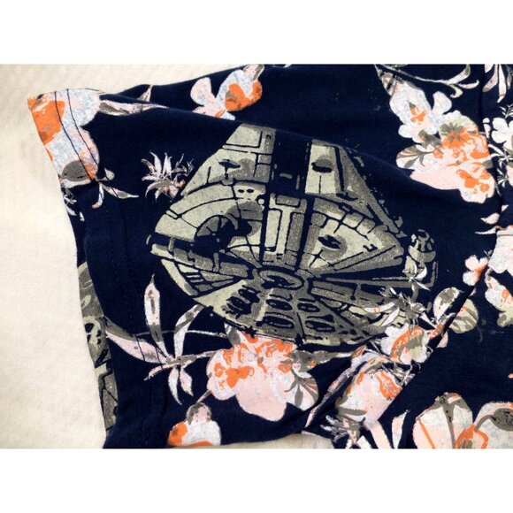 Star Wars Millennium Falcon Floral Hawaiian Button Shirt Large Nerdy Sci Fi Fan - Picture 6 of 9